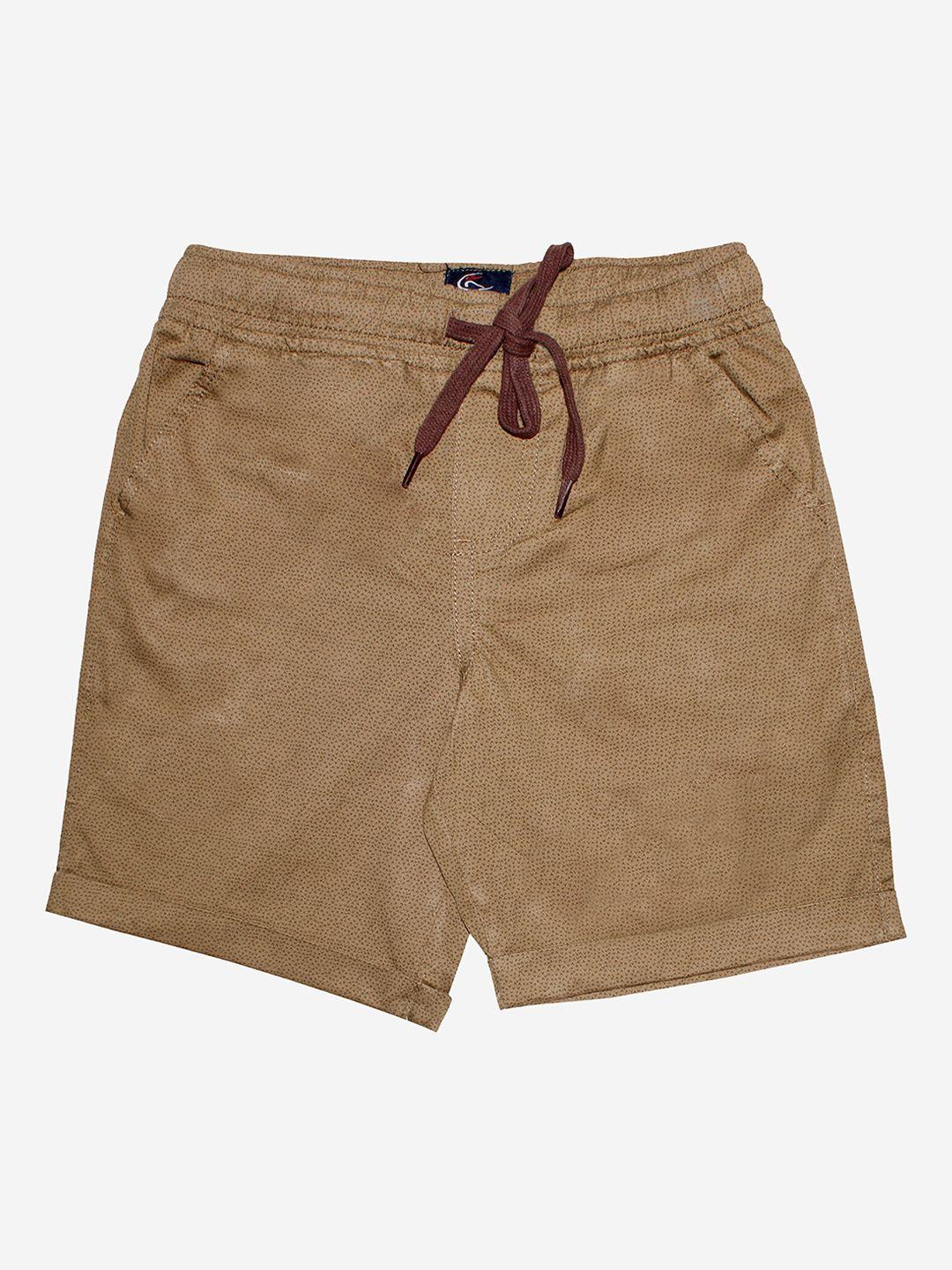 kiddopanti boys khaki solid cotton shorts
