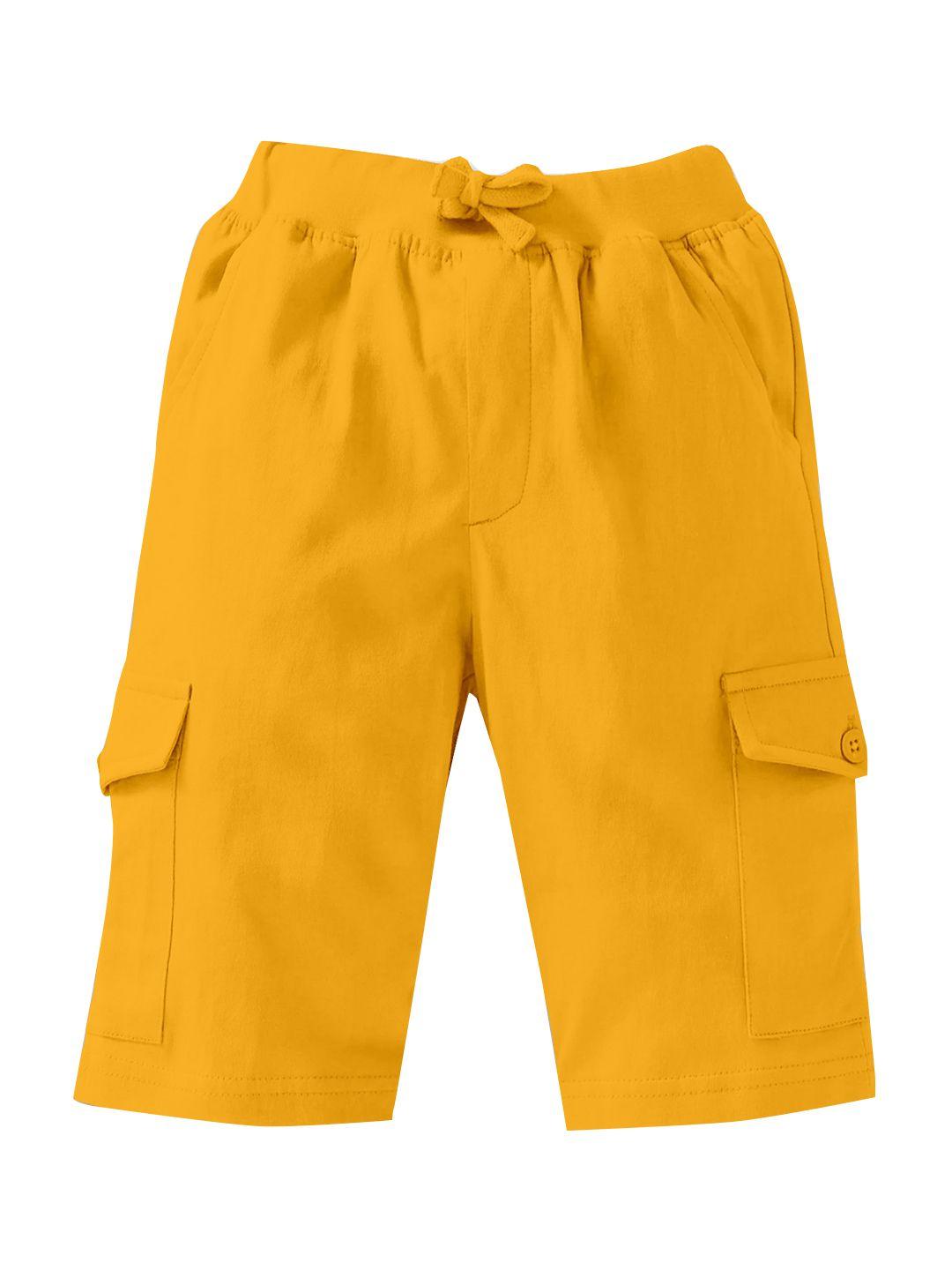 kiddopanti boys mustard cotton shorts