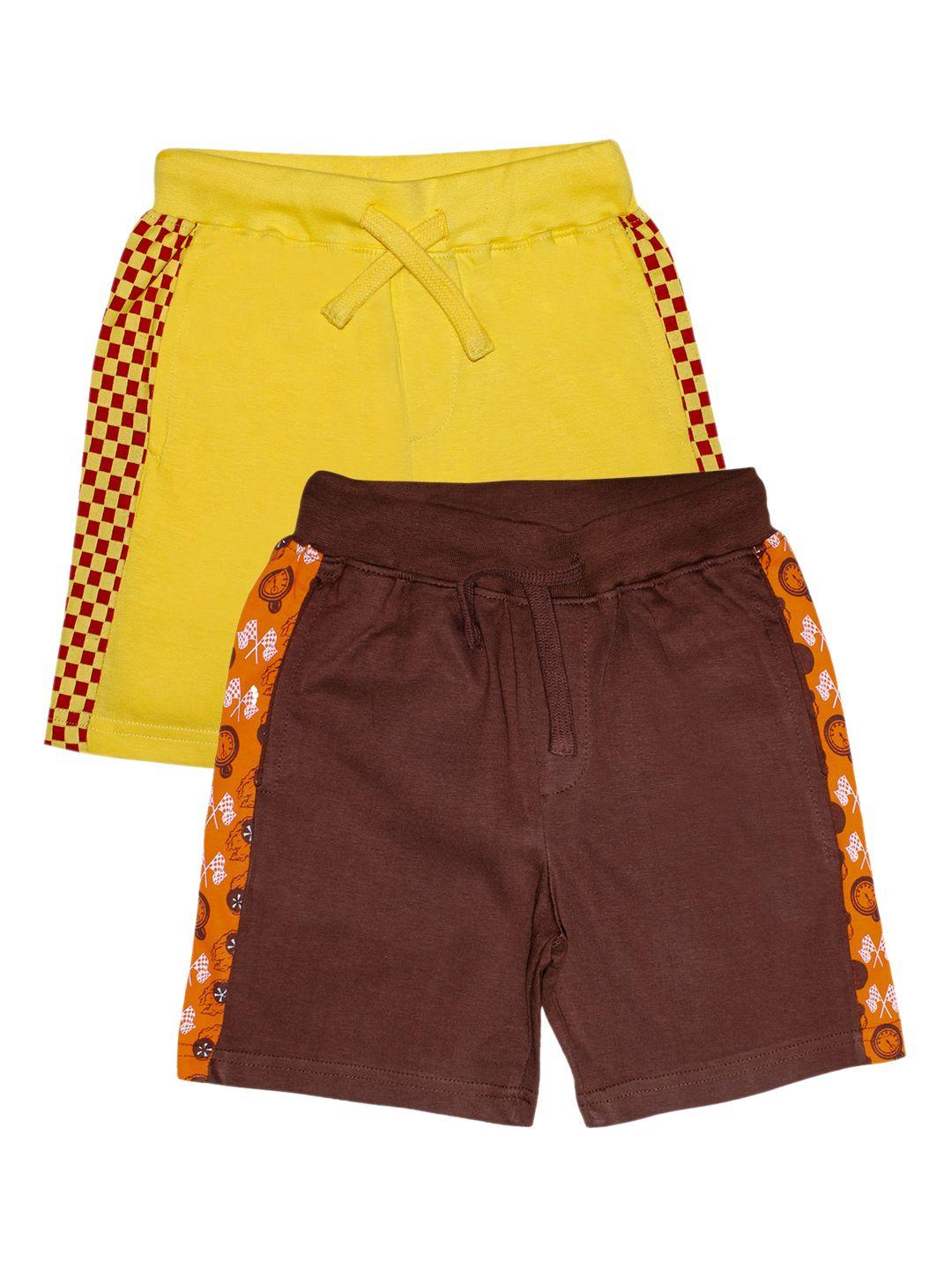 kiddopanti boys pack of 2 solid regular fit regular shorts