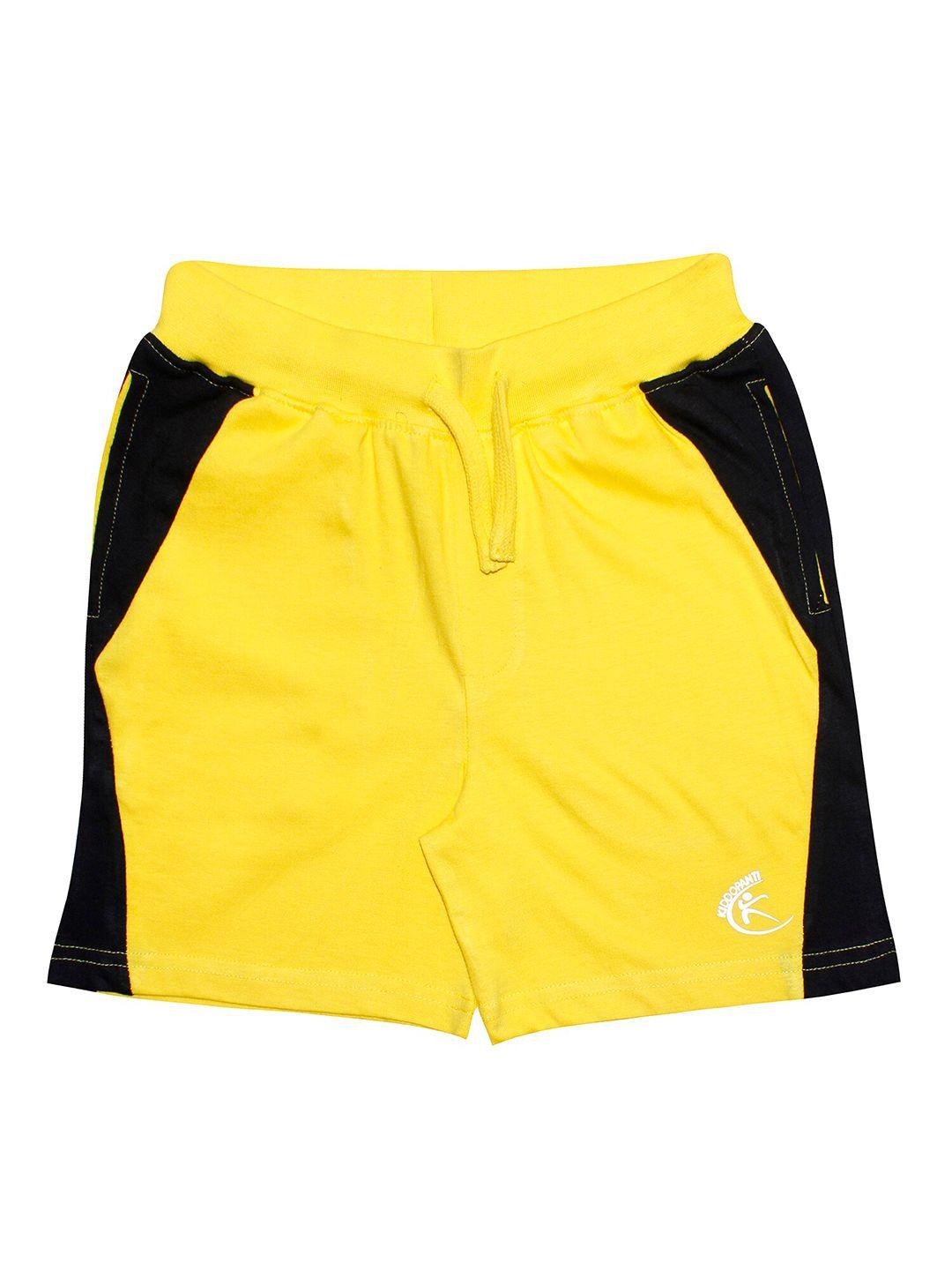 kiddopanti boys yellow colorblocked shorts