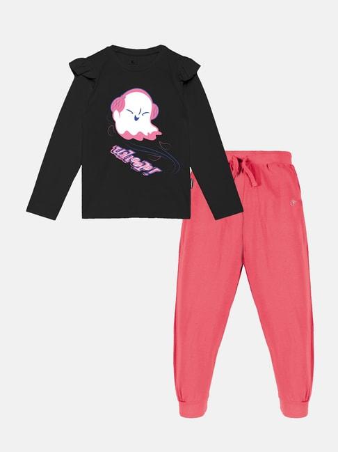 kiddopanti-kids-black-&-coral-printed-t-shirt-with-trackpants