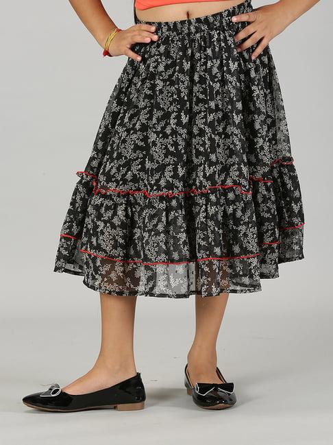 kiddopanti-kids-black-printed-skirt