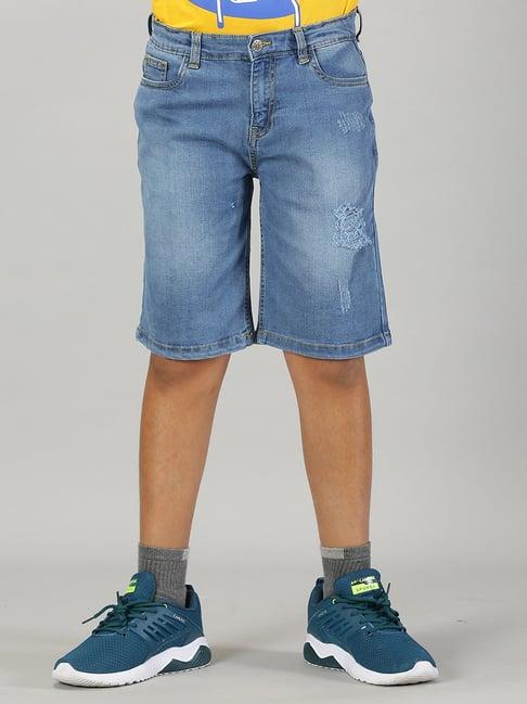 kiddopanti kids blue distressed denim shorts