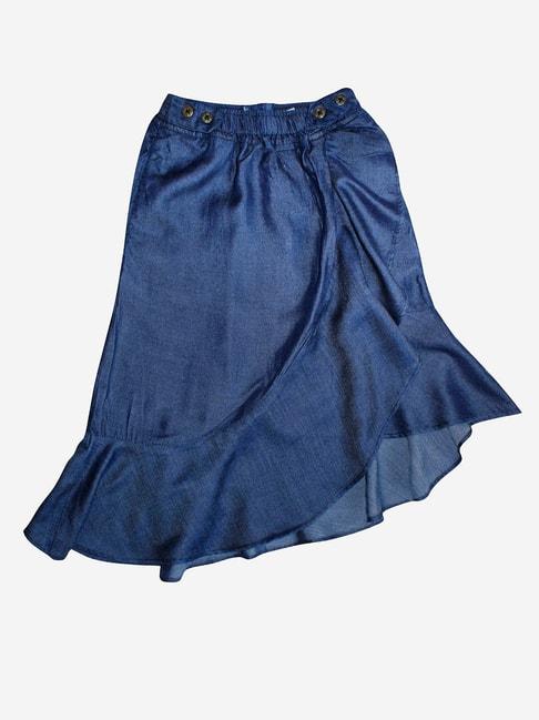 kiddopanti kids blue solid denim skirt
