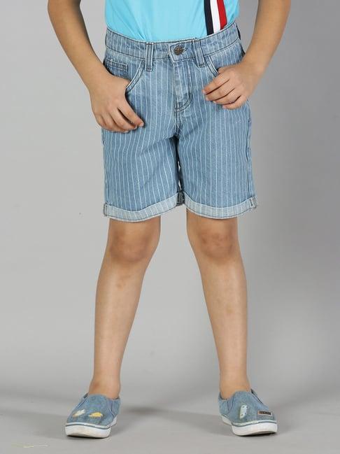 kiddopanti kids blue striped denim shorts