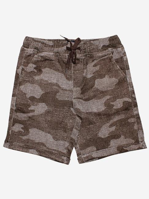 kiddopanti-kids-brown-printed-shorts
