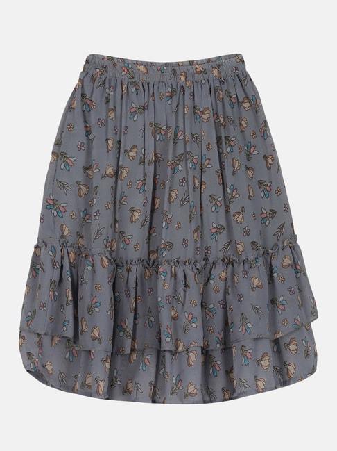 kiddopanti kids dark grey floral print skirt