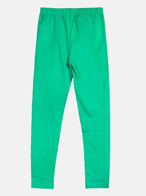 kiddopanti kids green solid leggings