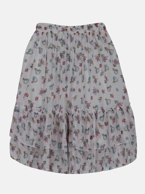 kiddopanti kids grey floral print skirt