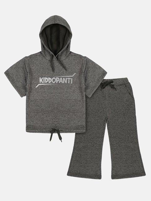 kiddopanti kids grey solid sweatshirt with pants