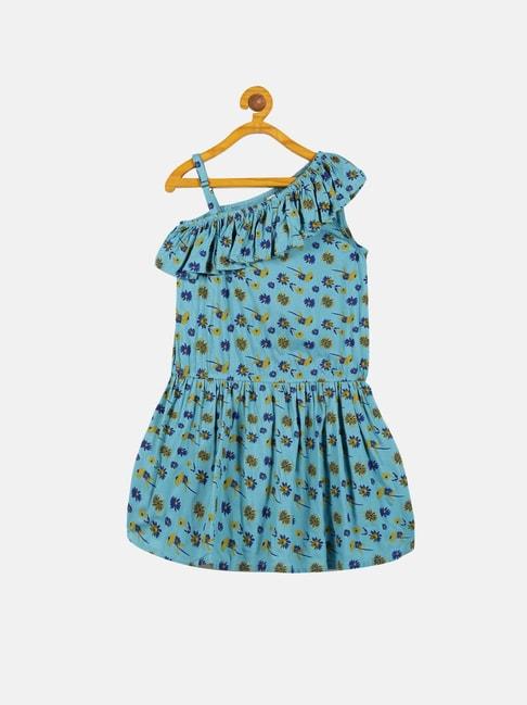 kiddopanti kids light blue floral print dress