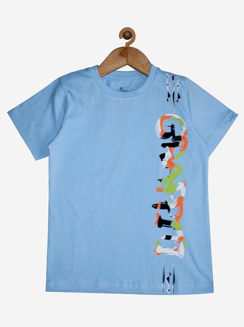 kiddopanti kids light blue printed t-shirt