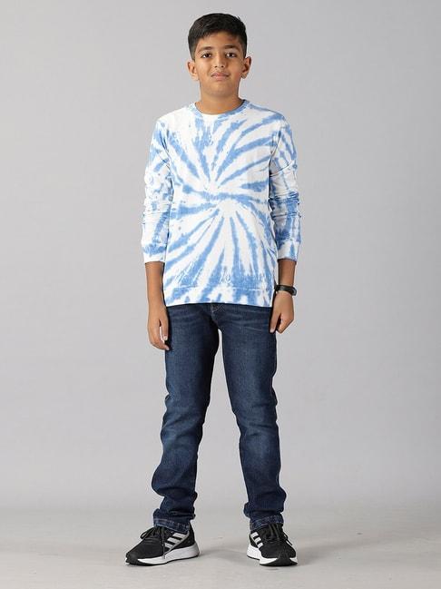 kiddopanti kids multicolor tie dye full sleeves t-shirt with jeans