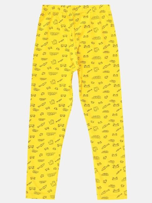 kiddopanti kids mustard printed leggings