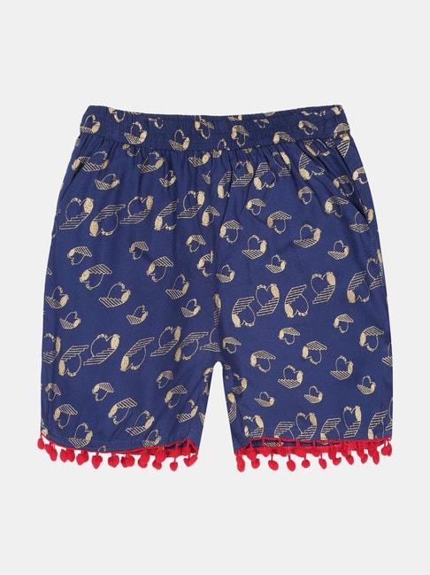 kiddopanti-kids-navy-printed-shorts