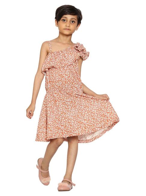 kiddopanti kids peach floral print dress