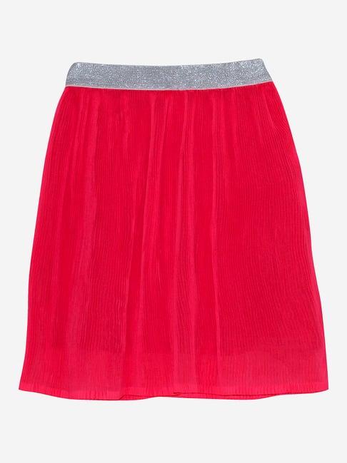 kiddopanti kids pink solid skirt