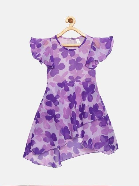 kiddopanti kids purple printed dress