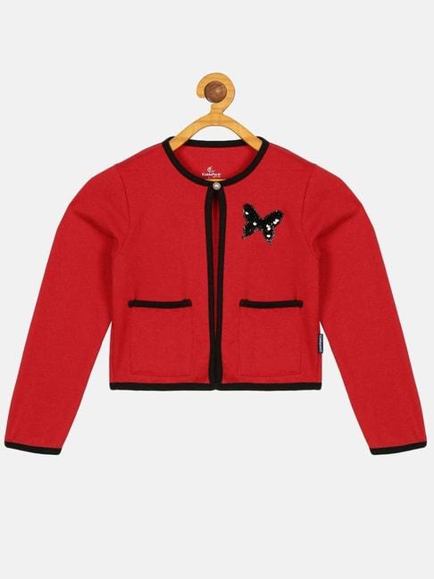 kiddopanti kids red & black embellished full sleeves jacket