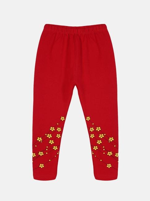 kiddopanti kids red floral print leggings