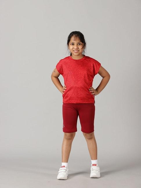kiddopanti kids red printed t-shirt with shorts