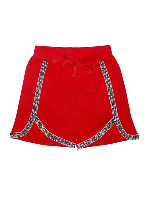 kiddopanti kids red solid shorts