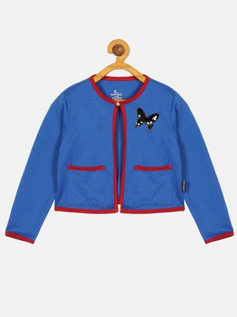 kiddopanti kids royal blue & red embellished full sleeves jacket