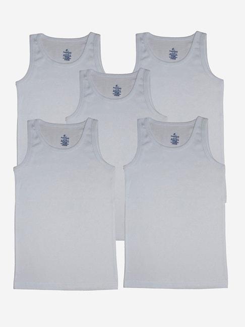 kiddopanti kids white solid vest (pack of 5)