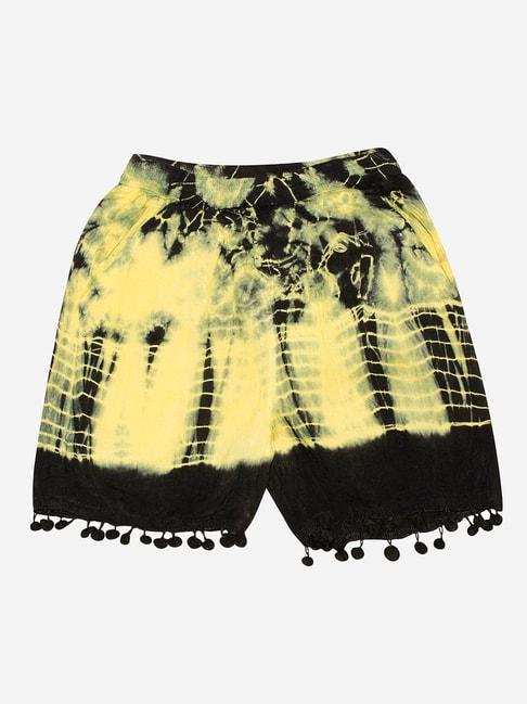 kiddopanti-kids-yellow-&-black-tie-&-dye-shorts