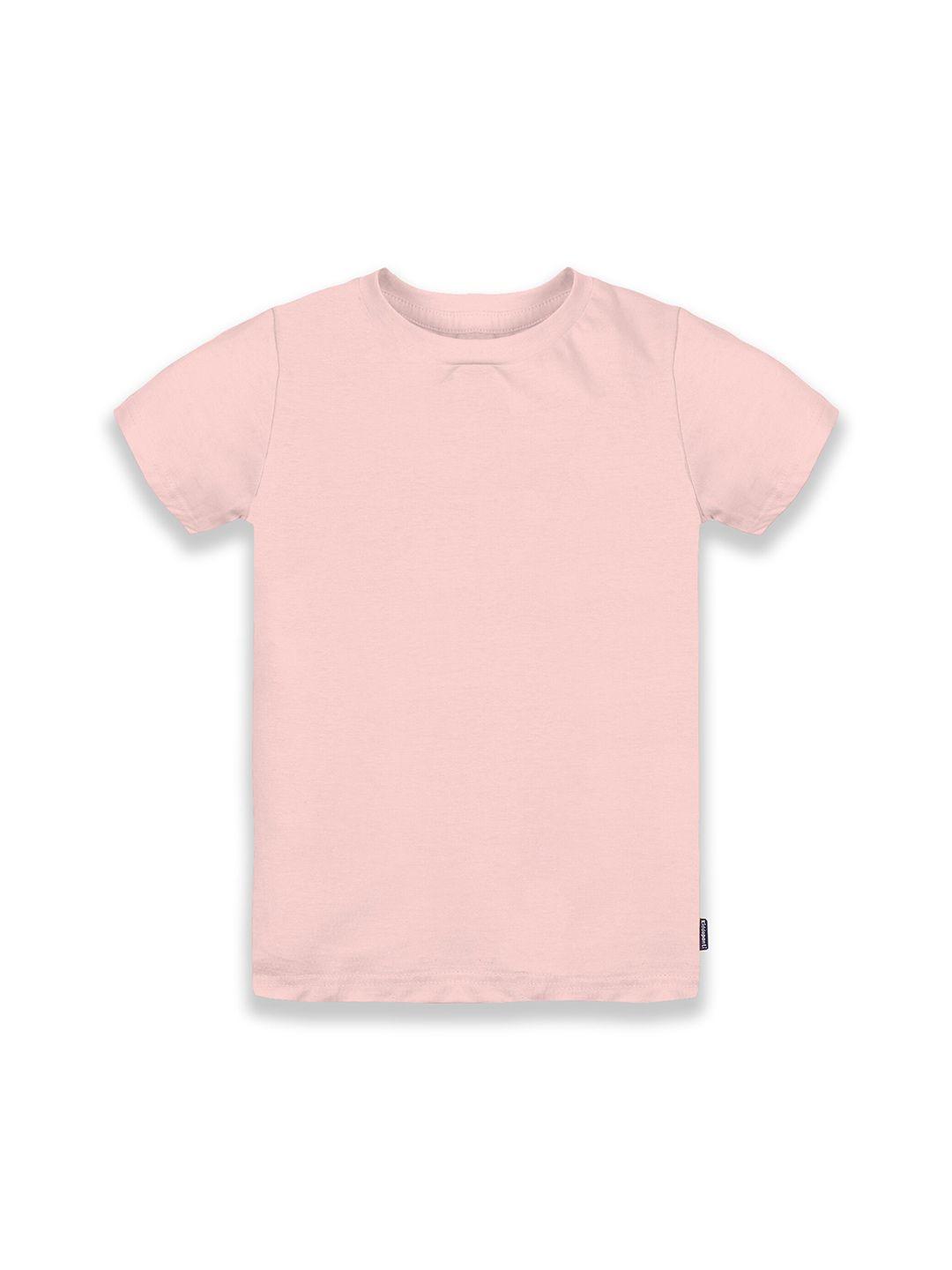 kiddopanti boy solid pink pure cotton t-shirt