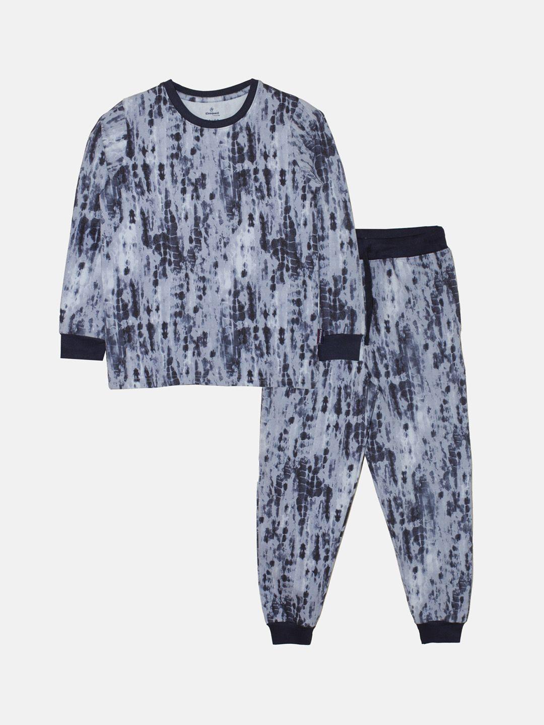 kiddopanti boys abstract printed pure cotton night suit