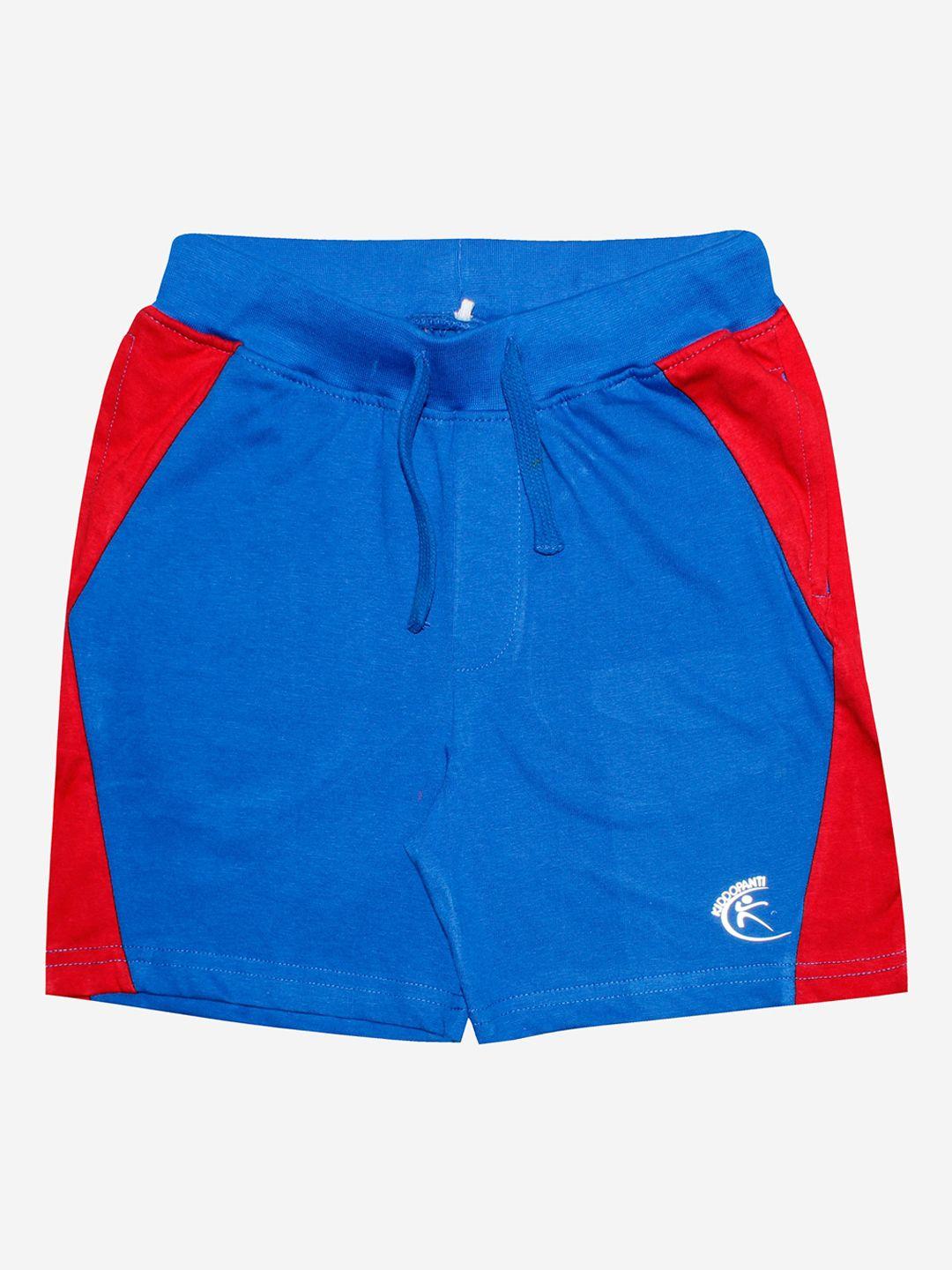 kiddopanti boys blue & red colourblocked shorts