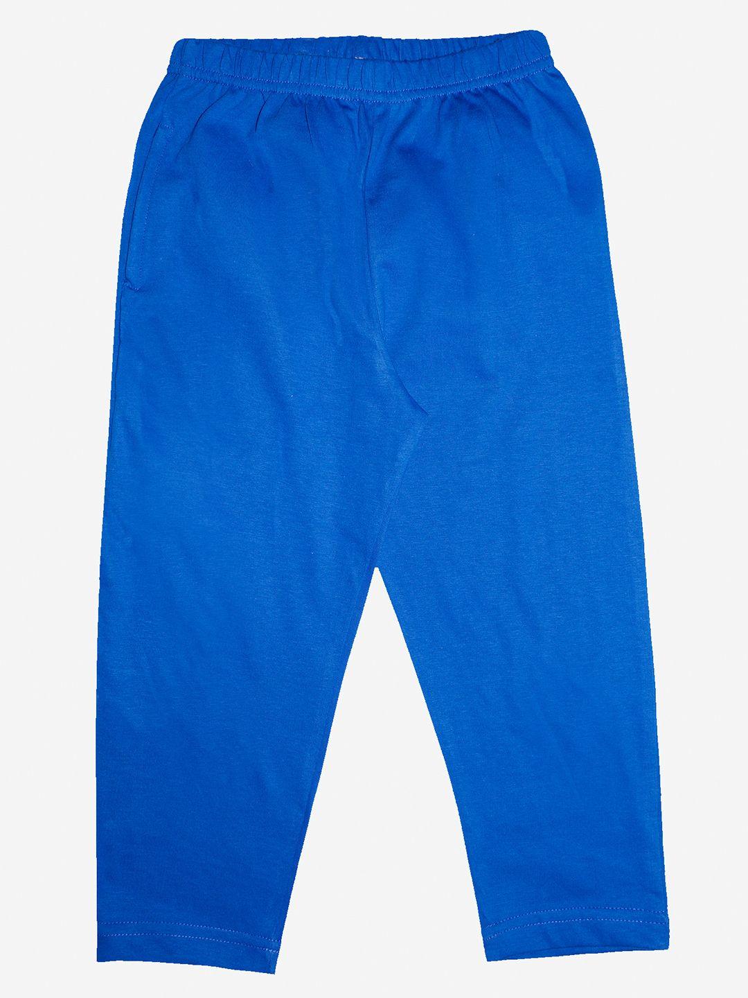 kiddopanti boys blue solid lounge pants