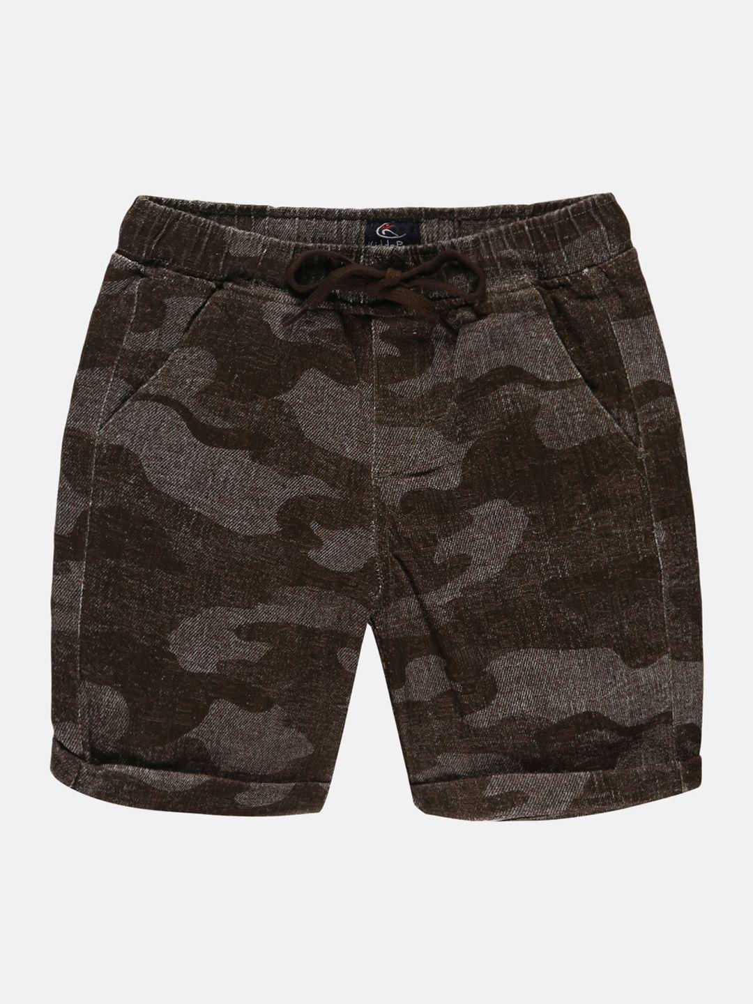 kiddopanti boys camouflage printed regular fit cotton shorts