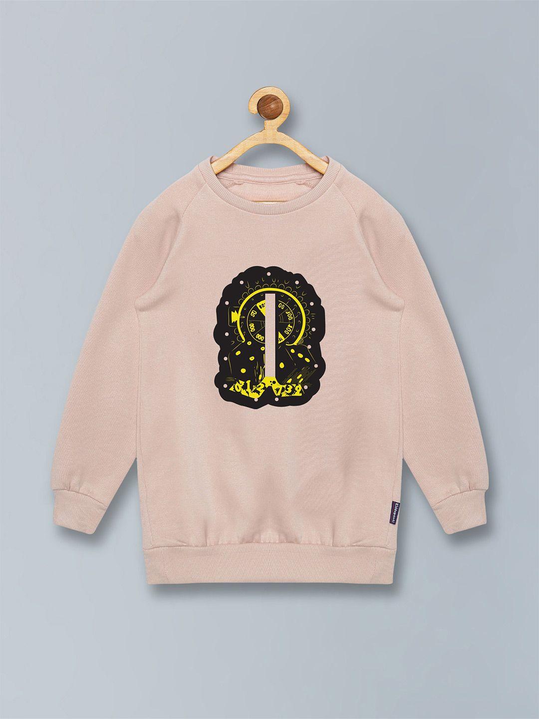 kiddopanti boys cream-coloured printed sweatshirt