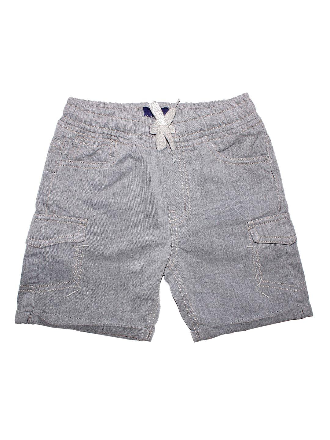 kiddopanti boys grey self design regular fit shorts