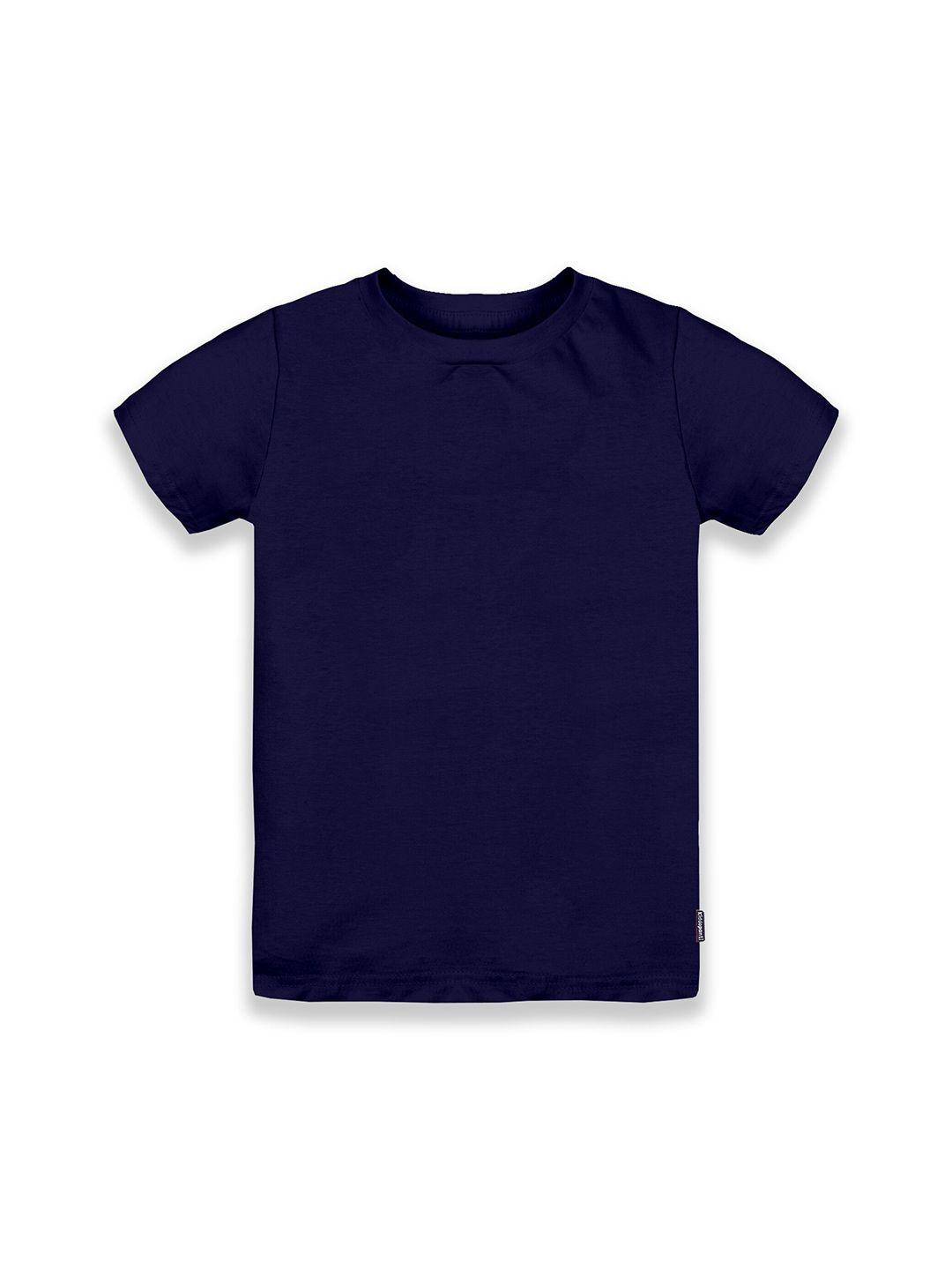 kiddopanti boys navy blue solid round neck pure cotton t-shirt