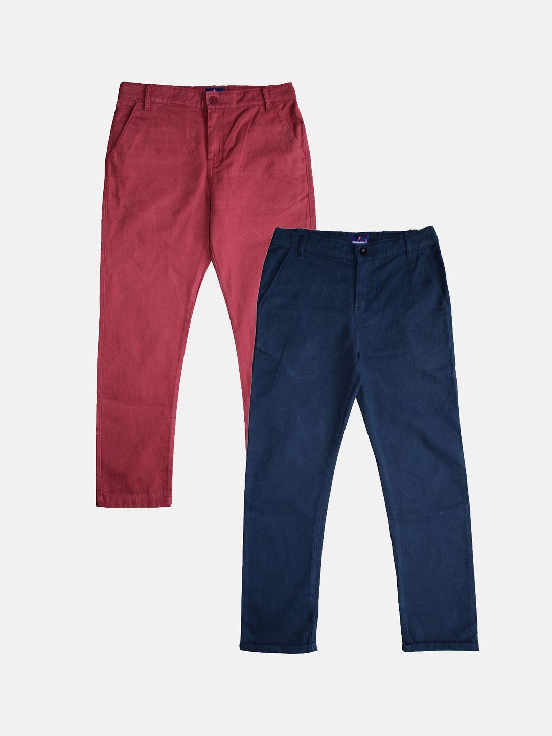 kiddopanti boys pack of 2 pure cotton chinos trousers