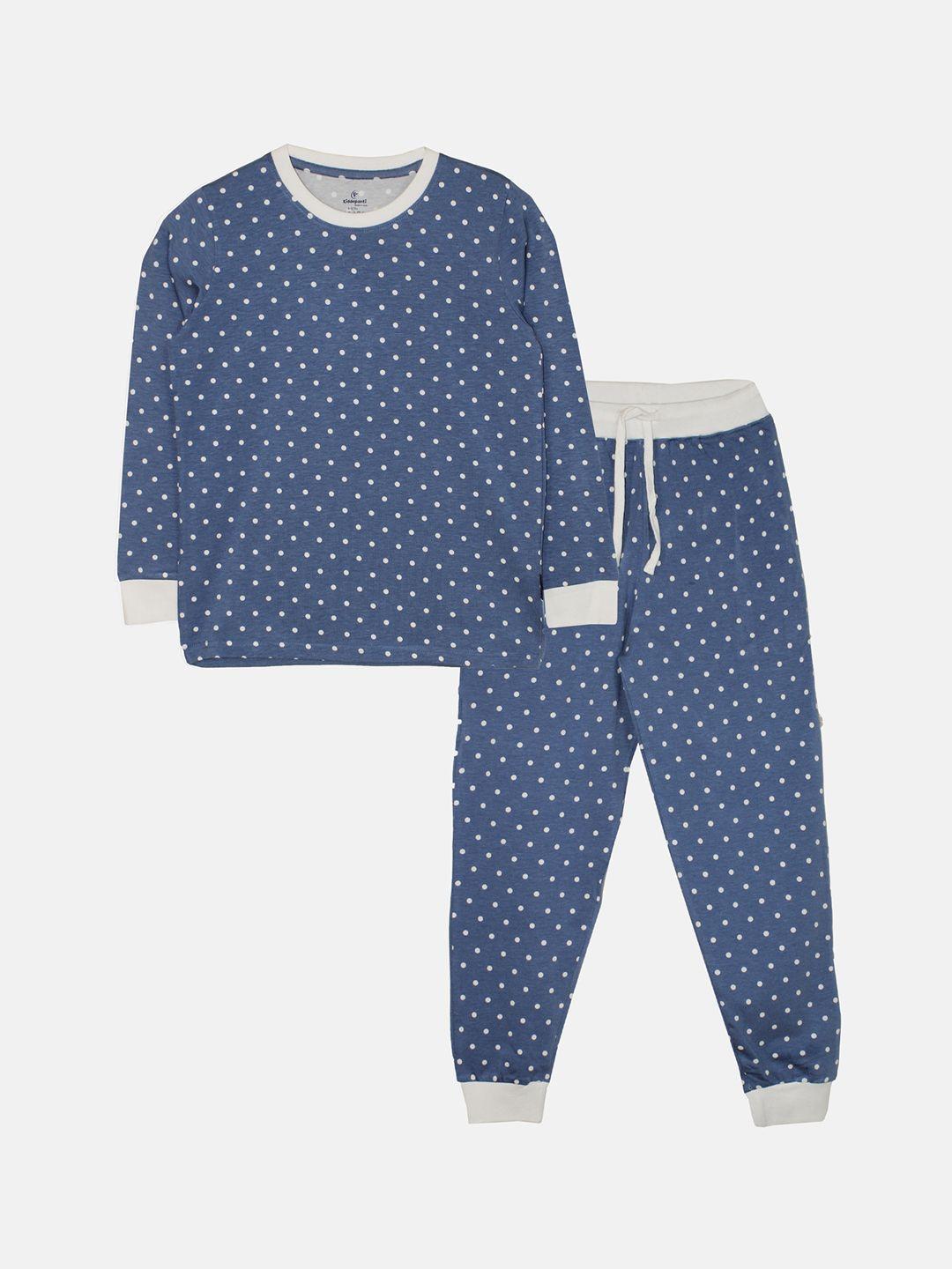 kiddopanti boys polka dots printed pure cotton night suit