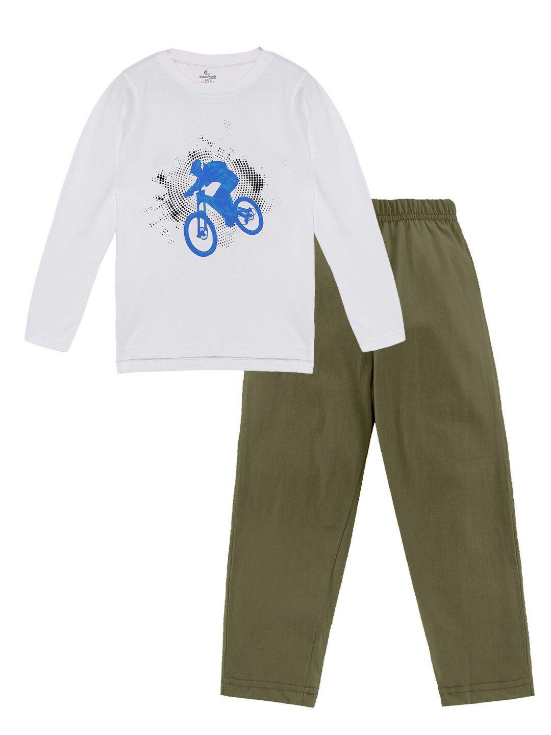 kiddopanti boys printed t-shirt with pyjamas