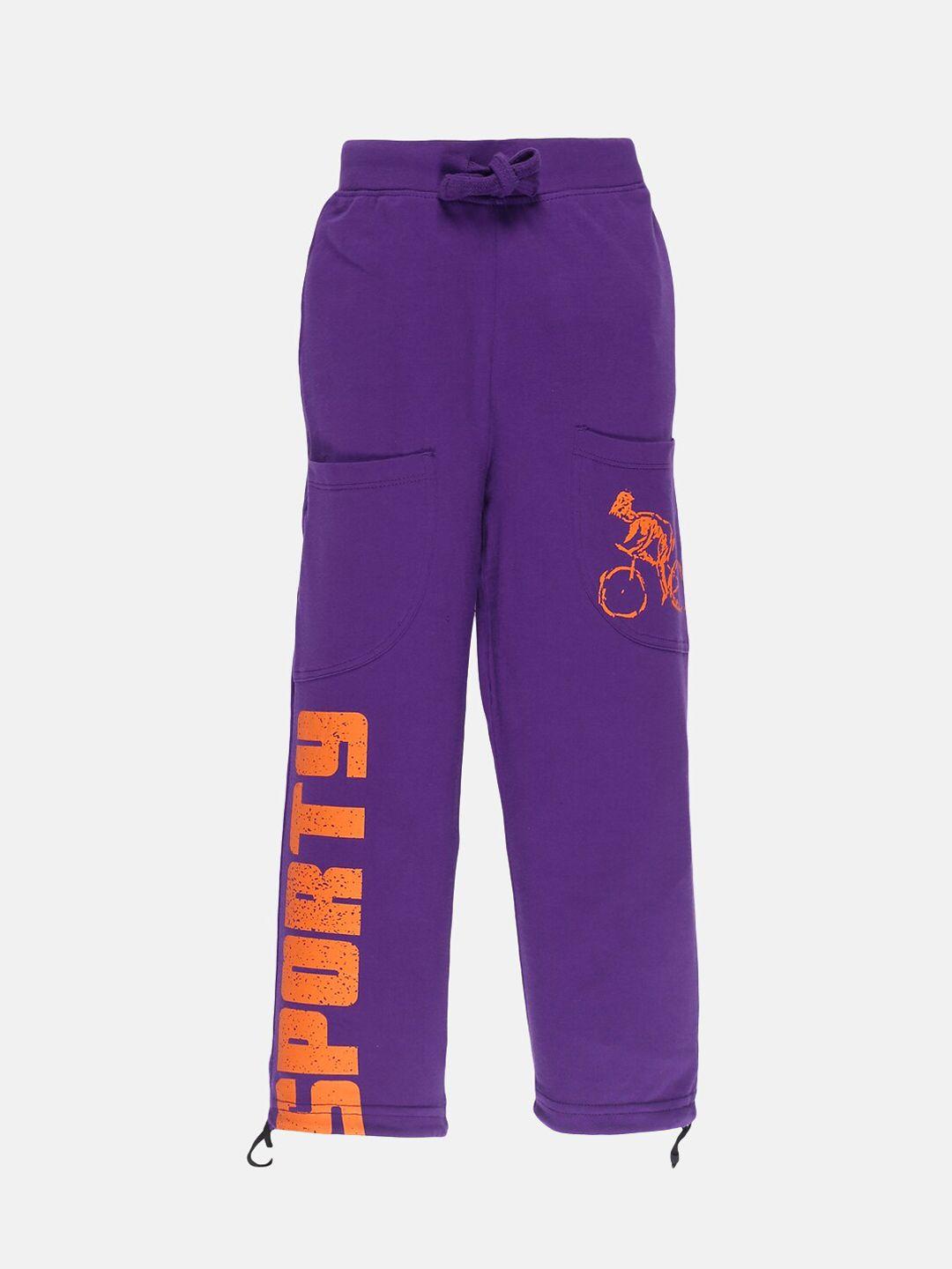 kiddopanti boys purple cottontrack pants