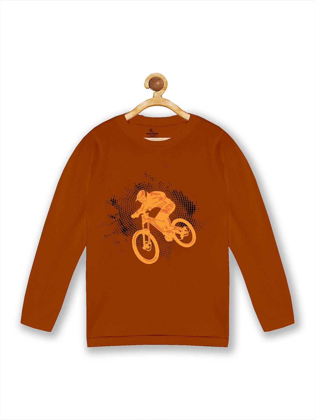 kiddopanti boys rust printed t-shirt