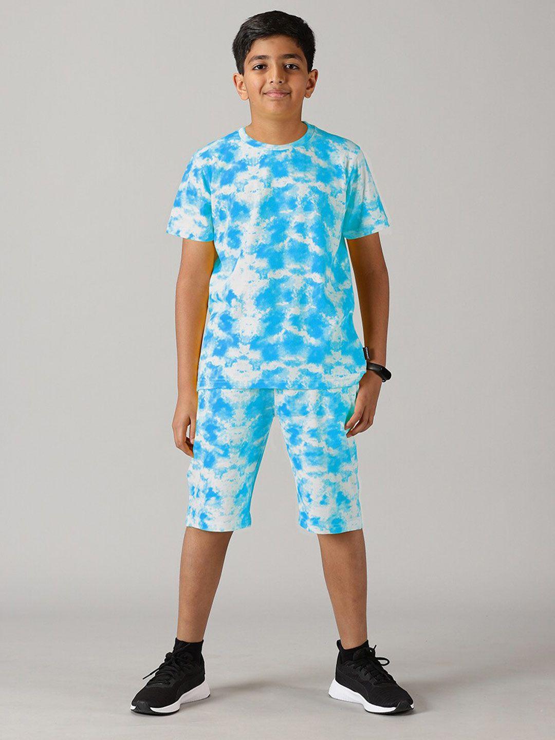 kiddopanti boys tie & dye cotton t-shirt with shorts set