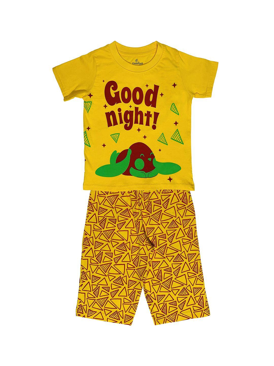 kiddopanti boys yellow printed night suit