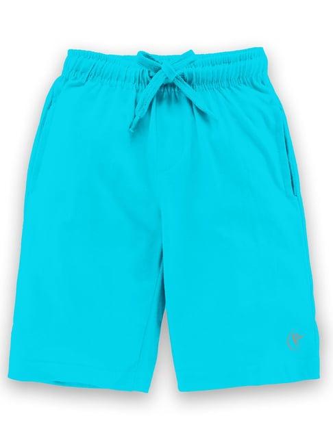 kiddopanti kids aqua blue solid shorts