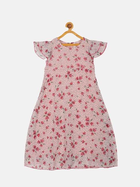 kiddopanti kids baby pink floral print dress