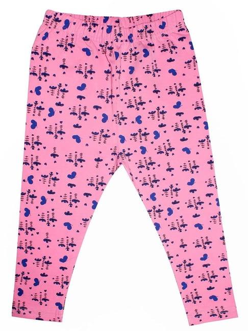 kiddopanti kids baby pink printed leggings