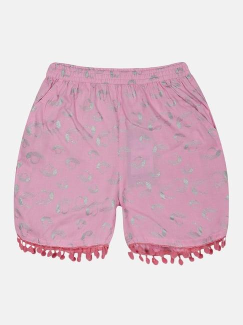 kiddopanti kids baby pink printed shorts