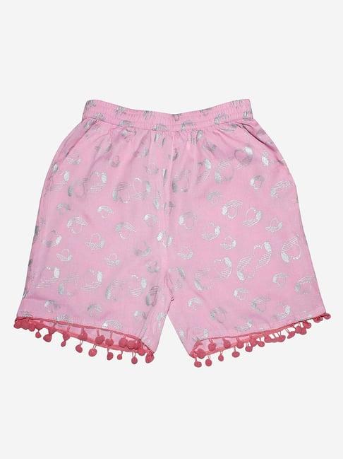 kiddopanti kids baby pink printed shorts