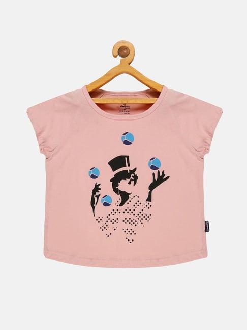 kiddopanti kids baby pink printed t-shirt